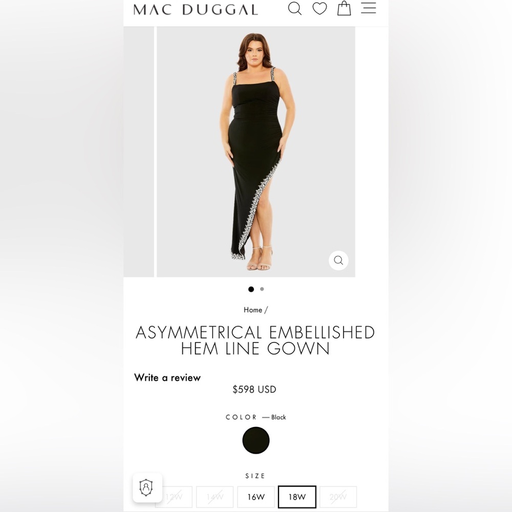 Mac Duggal Asymmetrical Embellished Hem Line Gown